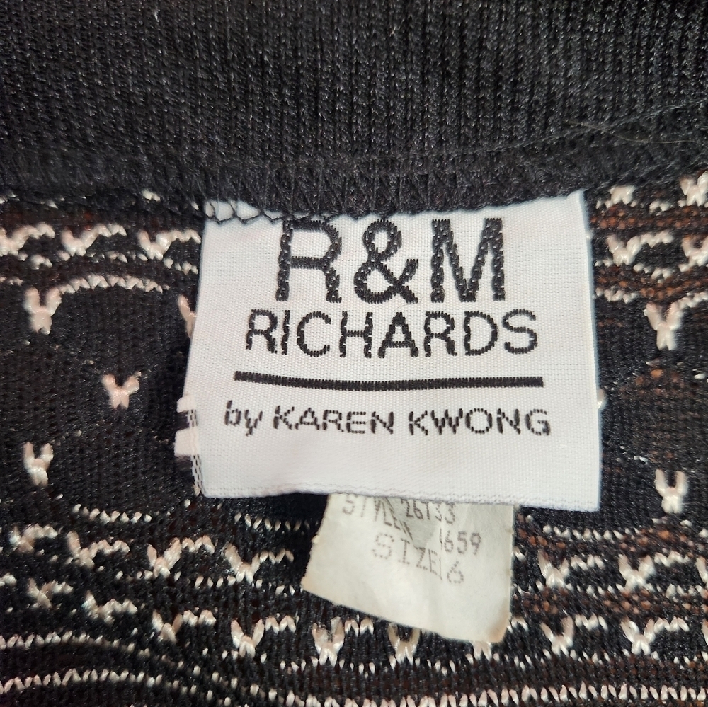 Vintage Made in USA R & M Richards black and tan Cardigan Sweater Jacket size 16 - Picture 5 of 10